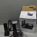 Panasonic Corded Phone/Cordless Phone with Answering Machine, Advanced Call Block and 2Way Recording, 2 Handsets Expandable up to 6 Cordless Handsets  KXTGF852B (Black)