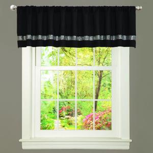 Lush Decor Night Sky Sequins Valance, Single, 84" W x 18" L, Black & Gray - Extra Wide Curtain - Kitchen Curtain Valance - Modern Glam Decor - Bathroom Or Kitchen Valance For Windows