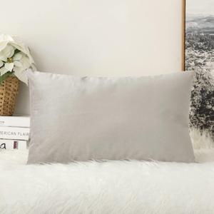 MIULEE Velvet Pillow Cover Soft Luxury Decorative Throw Pillow Cover Single Rectangle Cushion Case for Couch Sofa Bedroom Car Decor,12x20 Inch Greyish White