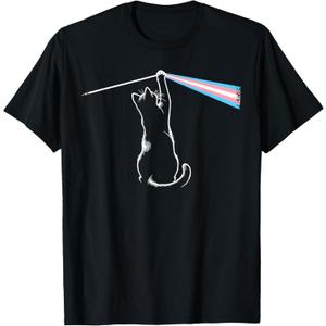 Cat Rock Music Trans Pride LGBT Transgender Cat Lover Gift T-Shirt (S, Black)
