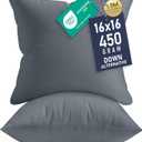 Utopia Bedding 16x16 Pillow Inserts, Set of 2, Grey – Indoor Decorative Throw Pillows for Bed, Sofa & Couch – Soft, Supportive & Fluffy Cushion Inserts