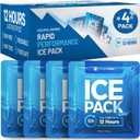 4 Pack Large Reusable Ice Packs for Coolers, BPA-Free Freezer Packs for Cooler, Leakproof, Food Safe, Long Lasting, 9.8 x 8.6 in