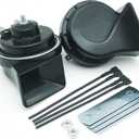 Car Horn 12V Super Loud Electric Waterproof High Low Daul Tone Fit for Any 12 Volt Vehicles Auto Replacement Universal Horn Kit (Black)