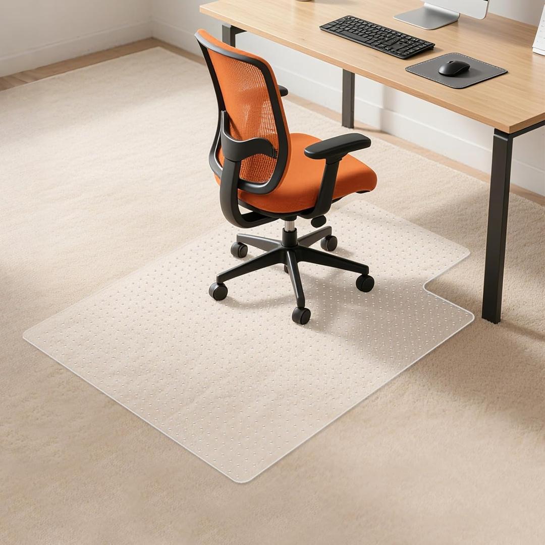 Office Chair Mat for Low Pile Carpet 36" x 48" Convex, Extended Protector | Clear PVC With Anti-Slip Studs, Extended Lip Protects Carpet Under Your Desk, Stable Chair Rolling, Home and Office Use
