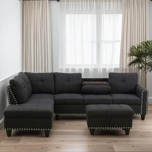 Trygoal L Shaped Couches for Living Room, Sectional Couch Living Room Furniture with Storage Ottoman, Modular Sectional Sofa with Movable Chaise for Apartment Office Trygoal L Shaped Couches for Living Room, Sectional Couch Living Room Furniture with Storage Ottoman, Modular Sectional Sofa with Movable Chaise for Apartment Office