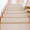 Amazon.com: yanduxia Non Slip Stair Treads for Wooden Stairs, 8" x 30" Staircase Step Treads, 100% Linen, Reusable Adhesive, Indoor, for Kids, Seniors & Dogs(Beige, 15pcs) : Tools & Home Improvement