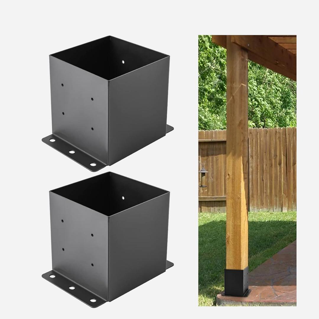 6x6 Post Base,Post Brackets(Inner Size 5.6"x5.6"),Black Powder-Coated Heavy Duty Steel Fence Post Anchor for Deck Porch Railing Fence Pergola Support(2 PCS) 6x6 Post Base,Post Brackets(Inner Size 5.6"x5.6"),Black Powder-Coated Heavy Duty Steel Fence Post Anchor for Deck Porch Railing Fence Pergola Support(2 PCS)