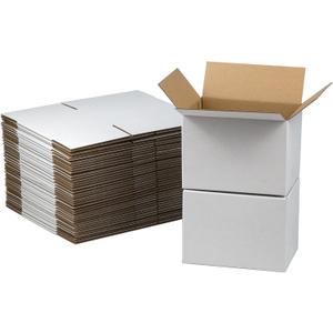 7x5x5 Inches Shipping Boxes Set of 40, White Corrugated Cardboard Box Literature Mailer for Packing Small Business