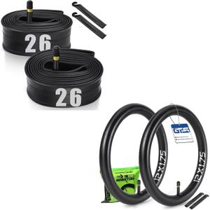 2 Pack 26"+ 2 Pack 12" x1.75/1.95/2.10/2.125 Bicycle Tube with 2 Tire Levers, Bicycle Tube with 32mm Schrader Valve, Butyl Rubber Inner Tube for Road/MTB/Kids Bike by Hydencamm(2 of One Size)