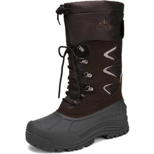 NORTIV 8 Men's Waterproof Winter Snow Boots Insulated Fur Liner Lightweight Outdoor Tall Boots (Brown/Black), Size 8