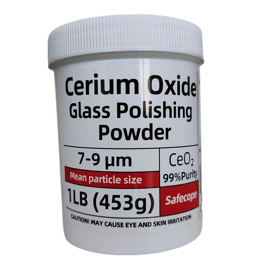 1Lb (453g) 99% Cerium Oxide Glass Polishing Powder (7-9 Um) Removes: Oil Films, Water Spots, Swirl Marks, Wiper Streaks, Removes Fine Scratches & Deep-Cleans Glass Surfaces.