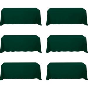 BRILLMAX 6 Pack Hunter Green Tablecloths 90 x 156 Inch for 8ft Rectangle Tables - 150 GSM Polyester Fabric, Floor Length Drop, Water, Stain & Wrinkle Resistant Cloth for Wedding Reception Banquet