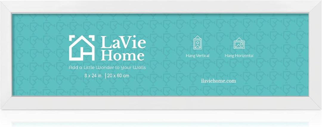 LaVie Home 8x24 Picture Frame White, Panoramic Picture Frame for Wall Decoration, Classic Black Minimalist Style Suitable for Decorating Houses, Offices, Hotels1 Pack