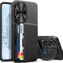 for Samsung Galaxy S25 Case Wallet, Built-in Stand & Card Holder & Camera Cover, Full Body Protective Rugged Multifunctional Wallet Kickstand Phone Cover Case for Samsung S25 6.2" 2025, Black