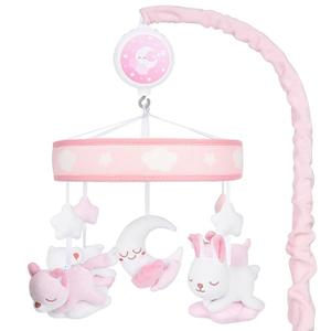 YIERCHOO Crib Mobile for Girls, Baby Mobile for Crib with 12 Lullabies Digital Musical Box, 3 Modes, Volume & Songs Control, Pink Design for Nursey Decor