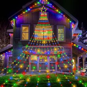 Onory 23FT Christmas Outdoor Waterfall Star String Lights, 860 LEDs, 8 Modes, Waterproof for Yard, Patio, Party Decorations (Multicolor)