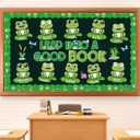 FYSUIMU Frog Bulletin Board Decor Set Summer Green Classroom Decorations Paper Cutouts Name Tag Leap into A Good Book Border Trim with Glue Point for Back to School Chalkboard Wall Decor, 62Pcs
