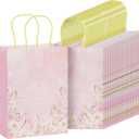 Mr. Pen- Paper Gift Bags with Handles, 32 Pack, 7.6" x 4.7" x 10.6", Floral, Craft Paper Bags with Handles Bulk, Christmas Gift Bag