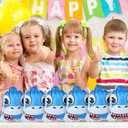 Shellwei 12 Pcs Cute Shark Drawstring Bag Summer Pool Party Favor 10 x 12 Inch Drawstring Backpack Goodie Shark Theme Birthday Party Supplies Storage Gift Bags for Kids Boys Girls, Blue