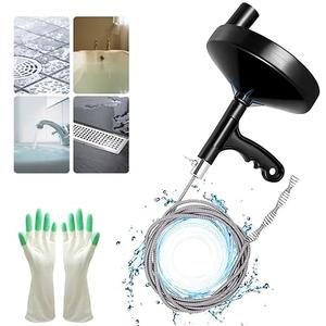 Drain Auger 25 Ft with Gloves, Heavy Duty Plumbing Snake Drain Clog Remover | Long Flexible Drain Snake for Deep Clog Removal, Reusable Drain Cleaner Tool for Bathroom, Shower, Bathtub & Kitchen Sink