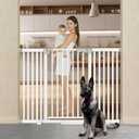 Amibud 41'' Extra Tall Pet Gate for Large Dogs 54.7-63.0'' Wide Indoor No Jumping Over, Heavy Duty Puppy Baby Gate for Doorways, Pressure Mounted Metal Gate for Child Toddler (White)