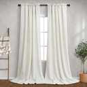 Mrs.Naturall 120 Inch Linen Semi Sheer Curtains, 10 FT Rod Pocket Room Darkening Drapes for Living Room, Privacy Curtain for High Ceiling, 10FT Length 52" W x 120" L 2 Panels Set, Natural Cream