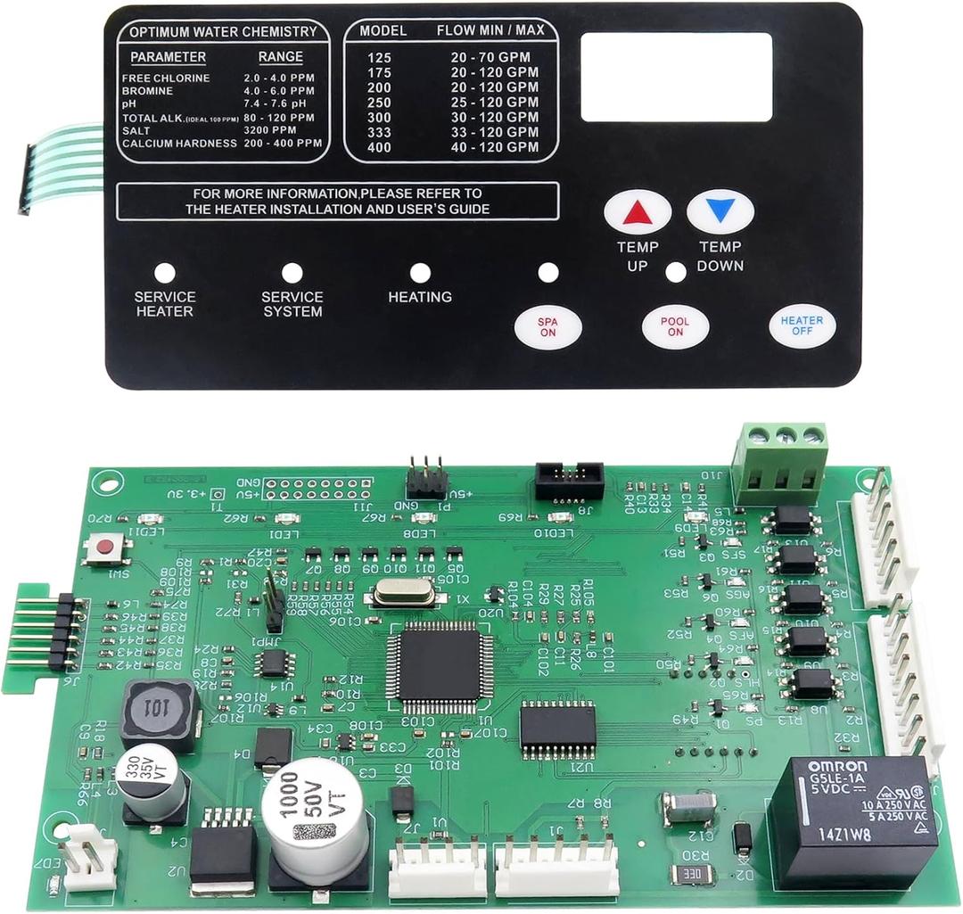 42002-0007S Control Board Kit (461105) with 472610Z Switch Pad Compatible, Replacement for Pentair MasterTemp 400/300/250, with Sta-Rite Max-E-Therm SR400/SR333/SR200
