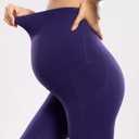 POSHDIVAH Maternity Workout Leggings with Pockets Ultra Soft Yoga Pants | Over The Belly,High Rise,Gentle Compression,No Front Seam,Bump Support,Breathable,Pregnancy To Postpartum Activewear (Blue, S)