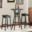 YATINEY Bar Table, 2-Tier Round High Top Table, Pub Table, Home Bar Counter Height, Bistro Tables, for Kitchen, Living Room, Meeting Room, Pub, Black BT03BB