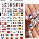 4 x Football World Cup Nail Stickers Colorful Soccer Sports Nail Decals Embossed Waterproof Nail Designs Competition Nails Supplies Self-Adhesive Nails Stickers Decals for Women DIY Manicure 12Sheets, Small