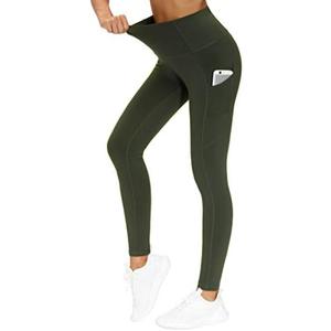 THE GYM PEOPLE Thick High Waist Yoga Pants with Pockets, Tummy Control Workout Running Yoga Leggings for Women, Size: L
