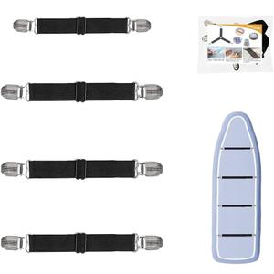 4Pcs Adjustable Crisscross Fitted Sheet Band Straps Grippers Suspenders (4pcs-Black)