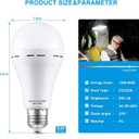 Rechargeable Emergency LED Bulb, with 1200mAh Backup Battery, Standard E26/27 Base, Suitable for Indoor and Outdoor Use, White Light, 4 Pieces