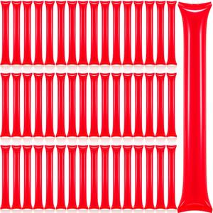 Civaner 48 Pcs Thunder Stick Team Spirit Boom Stick Cheering Accessories Cheerleading Spirit Noise Maker Plastic Clapper Inflatable Noise Maker Sports Supply(Red)