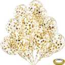Bezente Gold Confetti Latex Party Balloons - 60 Pack 12 inch Helium Gold Confetti Balloons for Wedding Graduation Baby Shower Birthday Party Decorations