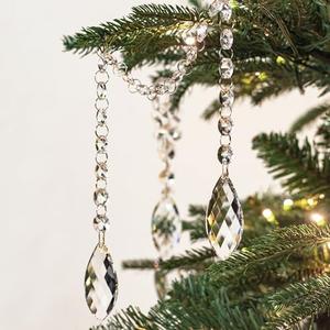 KI Store 6pcs Clear Glass Crystal Ornaments for Christmas Tree Decorations Crystal Beads Garland with Twisted Leaf Prism Pendants