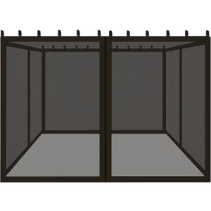 Replacement Gazebo Mosquito Netting 10x12FT, Universal Outdoor Pergola 4-Panel Patio Screen Walls with Zipper (Mosquito Netting ONLY, Black)