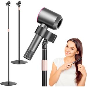 Hair Dryer Stand, 1.68M Height Adjustable Blow Dryers Holder, Ultra Stable Holder with 360 Rotating, Universal Clips, Work with All Dryer, Floor Dryer Stand for Salons or Home Use