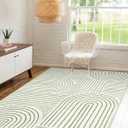 Lahome Rainbow 4x6 Area Rugs for Bedroom, Soft Washable Rugs for Entryway Ultra-Thin Modern Green Rug, Non-Slip Throw Rug Carpet for Kitchen Office Living Room(4ftx6ftGreen)