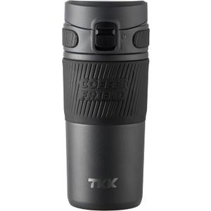 TKK Coffee Travel Mug 15 oz Insulated Stainless Steel Coffee Cup with Flip Lid, Leak Proof Travel Mug for Coffee, Tea & Drinks, Dishwasher Safe, Dark Grey