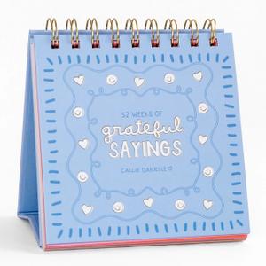 2 x Perpetual Desktop Calendar 52 Weeks of Grateful Sayings by Callie Danielle, 5x5.5 Spiral Bound Easel, Inspirational Quotes, Gratitude Gift for Women, Teachers, Friends, or Coworkers