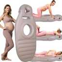 Inflatable Pregnancy Pillow for Pregnant Women - Maternity Mattress with Belly & Head Hole, Relieves Back & Hip Pain, Portable with Electric Pump, Gray