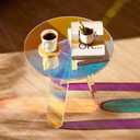 VEVOR Round Iridescent Side Table, Acrylic End Table, Clear Rainbow Acrylic Coffee Table for Drink, Food, Snack Used in Living Room, Bedroom, and Study