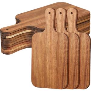 Zubebe 12 Pcs Bulk Wood Cutting Board with Handle Cutting Board for Laser Engraving, 15" x 7" Acacia Serving Trays Charcuterie Trays for Customized Wedding Housewarming Mom Christmas Gift Party Favor