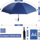 Bodyguard Inverted Umbrella - Large Windproof for Rain & Sun, Compact Reverse With Reflective Stripe, Teflon-Coated for Women Men, Travel Folding With Cover Bag