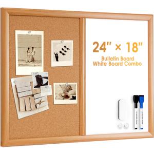 ARCOBIS Cork Board White Board Combo with MDF Wood Frame