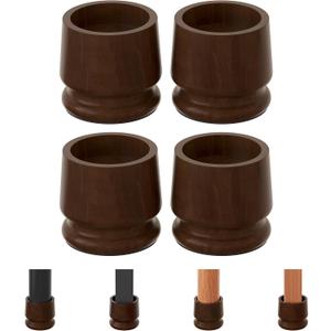 TQVAI Large Bed Risers Heavy Duty, 4" H(Inner 3" H), 2200 LBS Loading Capacity, Anti-Fall Edge, 4 Pack Wooden Bed Lifts Risers with Non-Slip Pads for King Queen Twin Full Bed Frame, Retro Brown