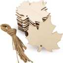 32 Pack Wood Maple Leaf Cutouts Unfinished Wooden Maple Leaf Hanging Ornaments DIY Maple Leaf Craft Gift Tags for Thanksgiving Home Party Decoration Craft Project