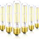E26 Led Bulb 5000k Cool White,Dimmable Edison Led Tube Bulbs 6W,60 Watt Incandescent Tubular Light Bulb Equivalent,Clear Glass, E26 Base Lamp Bulb for Display Cabinet Showcase Piano,6 Pack