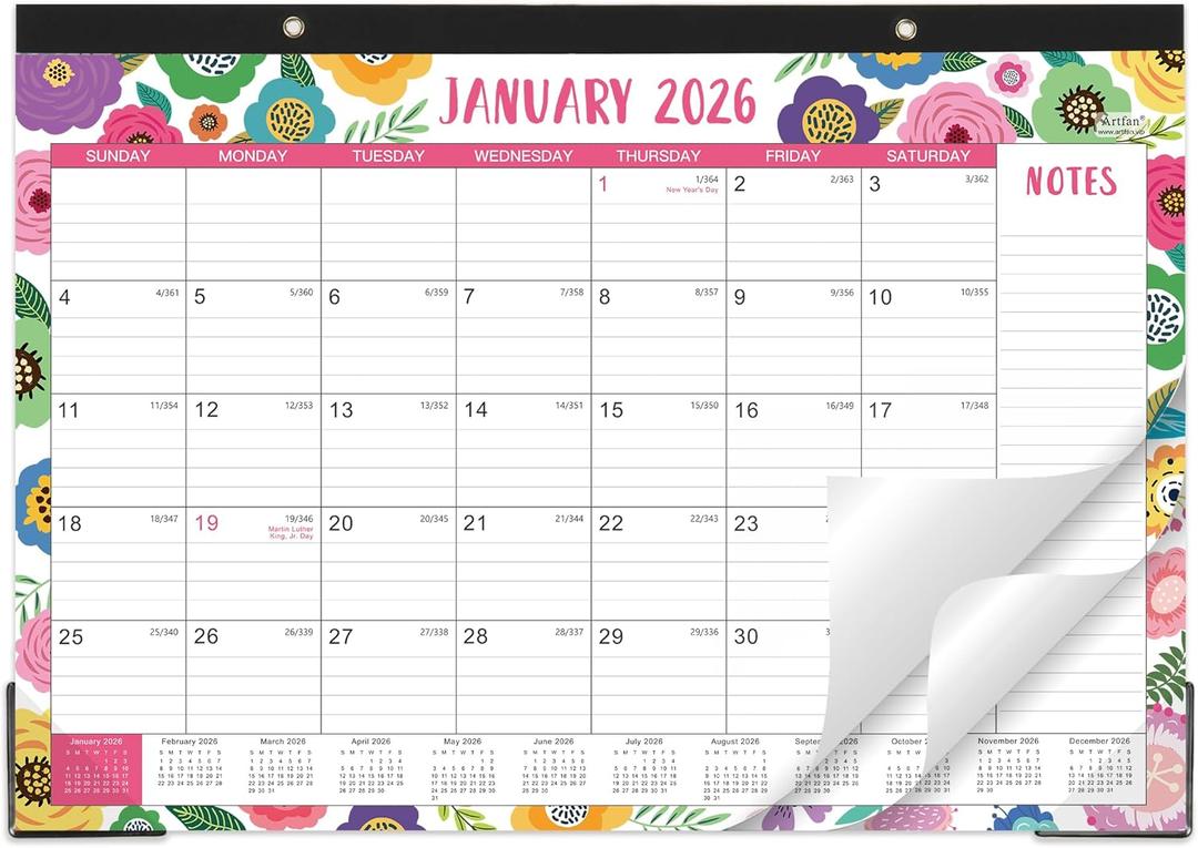 2026 Desk Calendar - JAN 2026 - DEC 2026, Large Desk Calendar 2026, 17" x 12", 2026 Calendar 12 Month, Desk Pad, To-do List & Notes, Corner Protectors, Office Supplies Desk/Wall Calendar for Planning